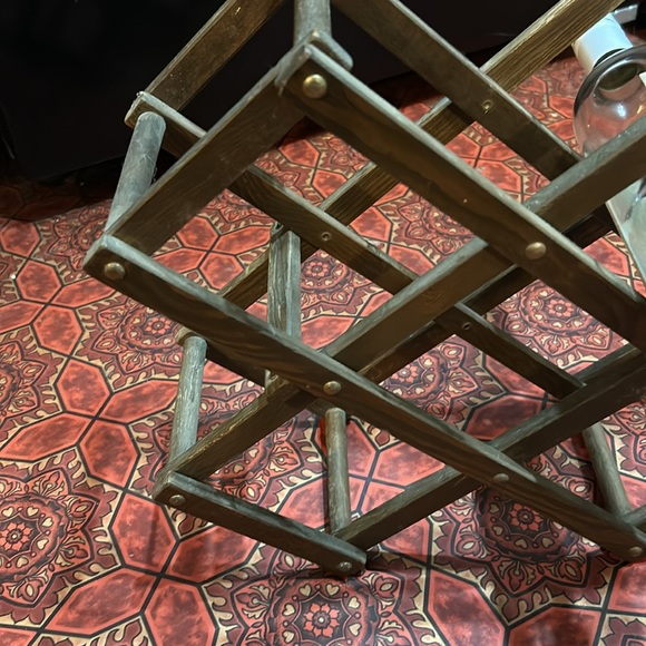 Collapsible Accordian 8 Wine Bottles Rack Vintage Wood Organizer - Picture 9 of 12